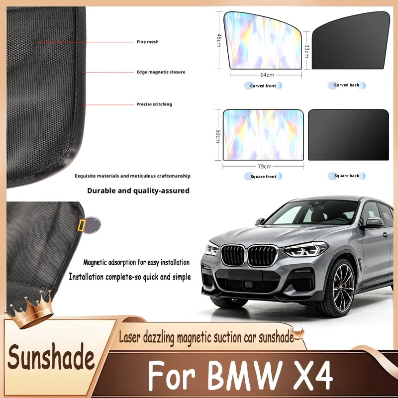 For BMW X4, Magnetic Sun Visor Laser Reflective Shade, Blocks UV & Heat, Strong Magnet, Keeps Cabin Cool & Private.