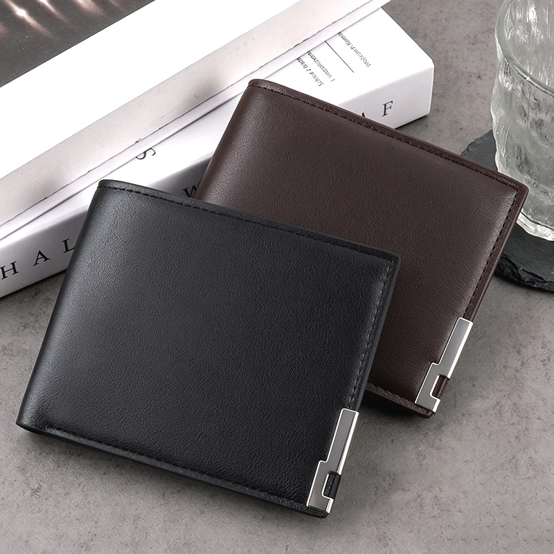 PU Leather Money New Kpop Small Men's Purse Short Wallets Card Holder Photo Holder Slim Male Print Wallet High Quality Key Bag