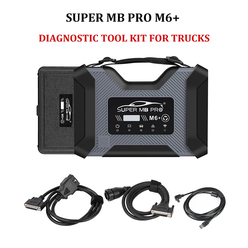 سوبر MB PRO M6 + Pro مجموعة أدوات التشخيص لشاحنات بنز محول التكوين الكامل كابلات الاختبار تشخيص المحرك الثقيل