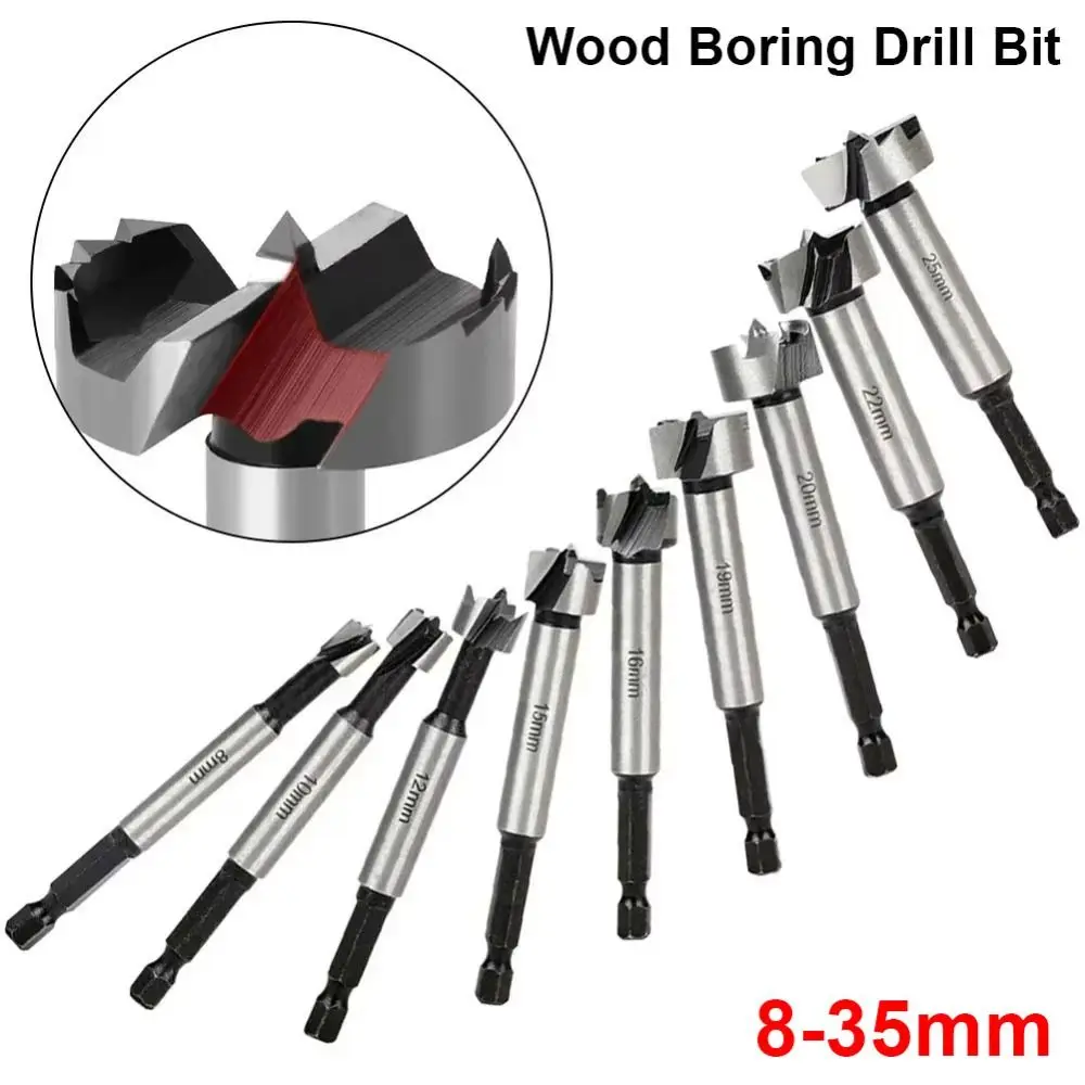 1Pcs High Carbon Steel Forstner Boring Drill Bits 1/4" 6.35mm Hex Shank 8-35mm Flat Wing Drill Multi-Tooth Wood Hole Opener