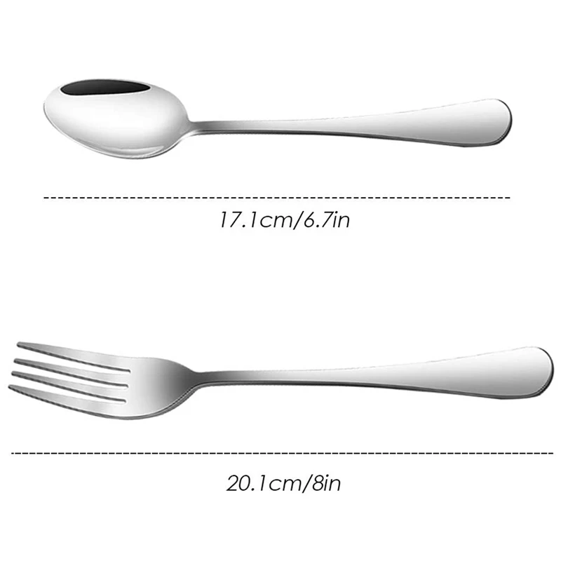 Zestaw 12 widelców i łyżek ze stali nierdzewnej, znajdź najlepsze widelce o dużej wytrzymałości (8 Cal) i łyżki (7 Cal) zestaw sztućców