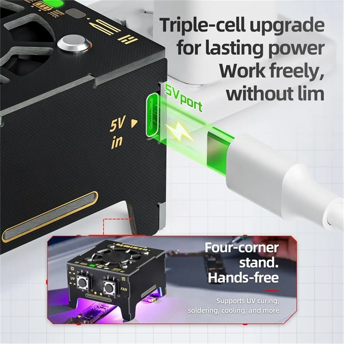 2026 New Tool -IDEA Turbo-Cooling Curing Fan Cooling Curing Fan Fast Cooling and UV Curing 2 in 1 Maintenance Fan Tool