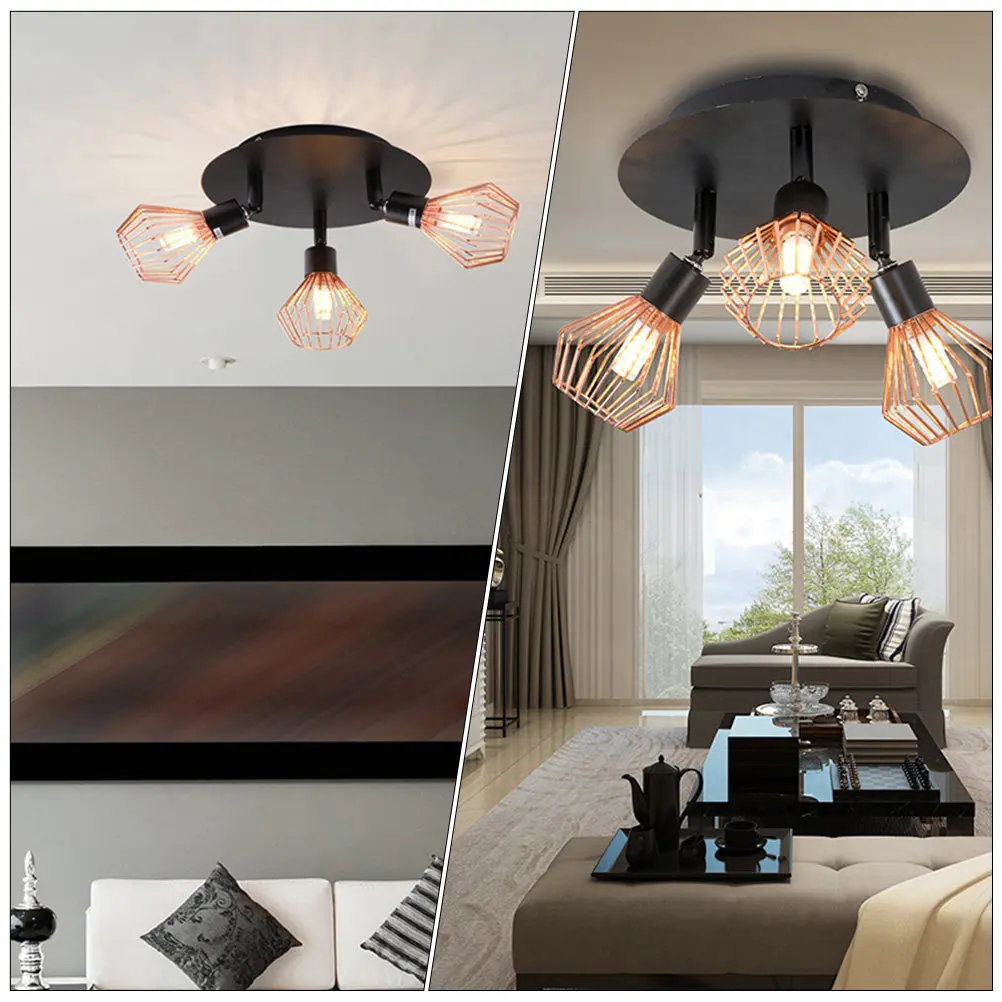 Modern Three Head LED Ceiling Light with Iron Frame for Living Room Bedroom Dining Room Stylish Home Decor