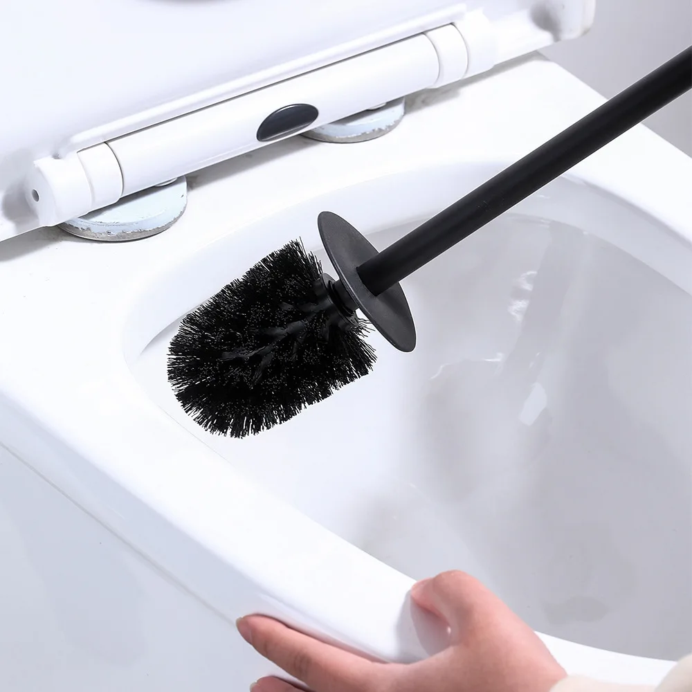 Circular type Stainless Steel Toilet Brush Black Bathroom Cleaning Brush Holder with Toilet Brush Wall Mount Seven color options