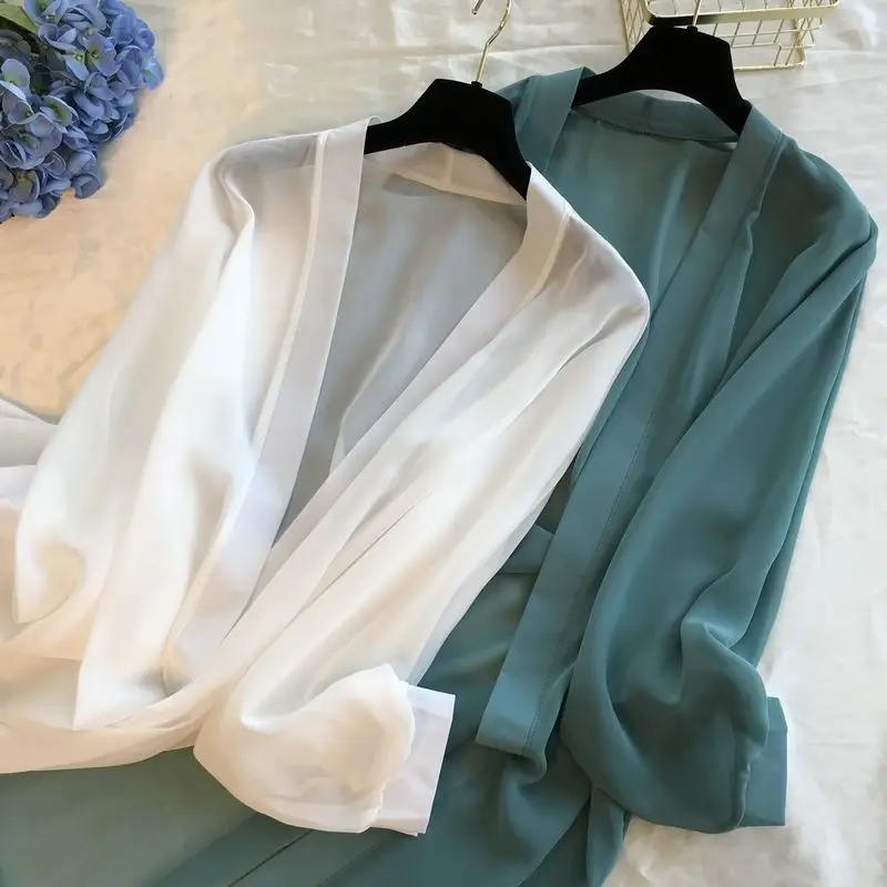 Women Spring Summer Sun Protection Clothing Shawl Oversized Outerwear Female Long Sleeve Cardigan Shirt Women Thin Coat Jacket
