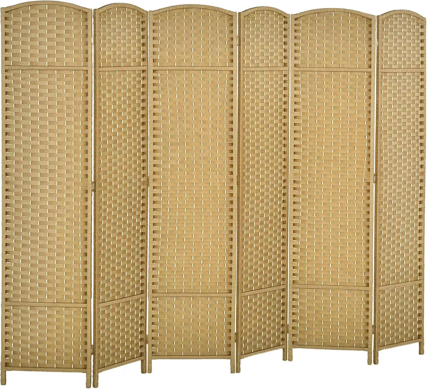 

Room Divider, 6 Panel Folding Privacy Screen, 5.6' Tall Freestanding Wall Partition for Home Office, Bedroom, Nature Woo
