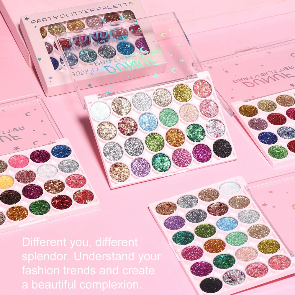 24Colors Body Face Glitter Gel Palette Waterproof Eye Hair Body Nail Loose Sequins Multifunctional Party Deco Makeup Cosmetics