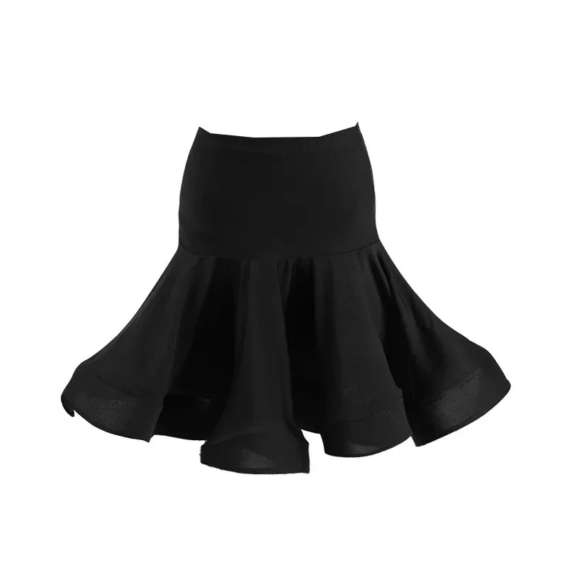 Costume de spectacle de danse latine personnalisé, demi-jupe, haut modal cha cha samba tango rumba, tenue d'entraînement pour enfant
