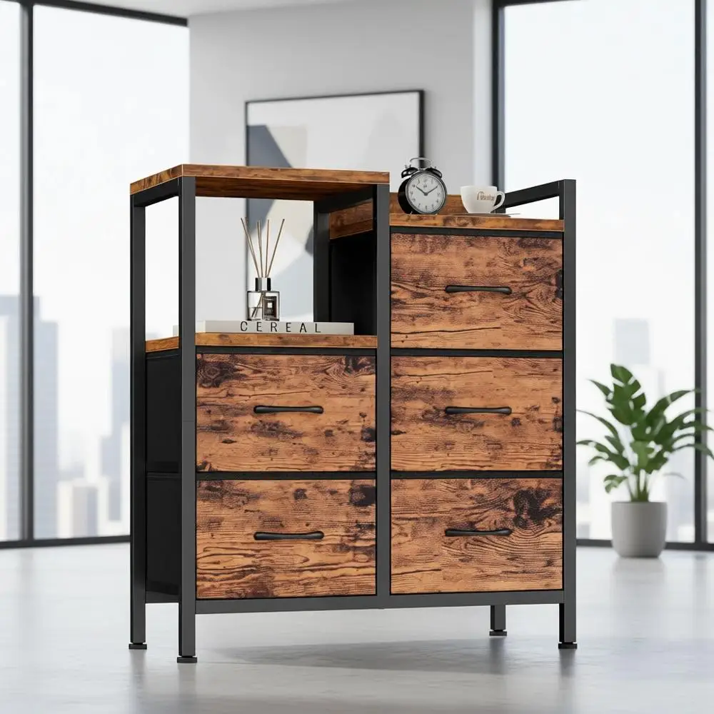 

2 Tier Fabric Drawers for Bedroom, Sturdy Metal Storage Cabinet for Small Spaces