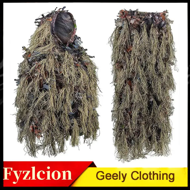 

Geely Clothing Sand 3D Bionic Leaf Camouflage Clothing Ghillie Suit for Hunting Camo Suits