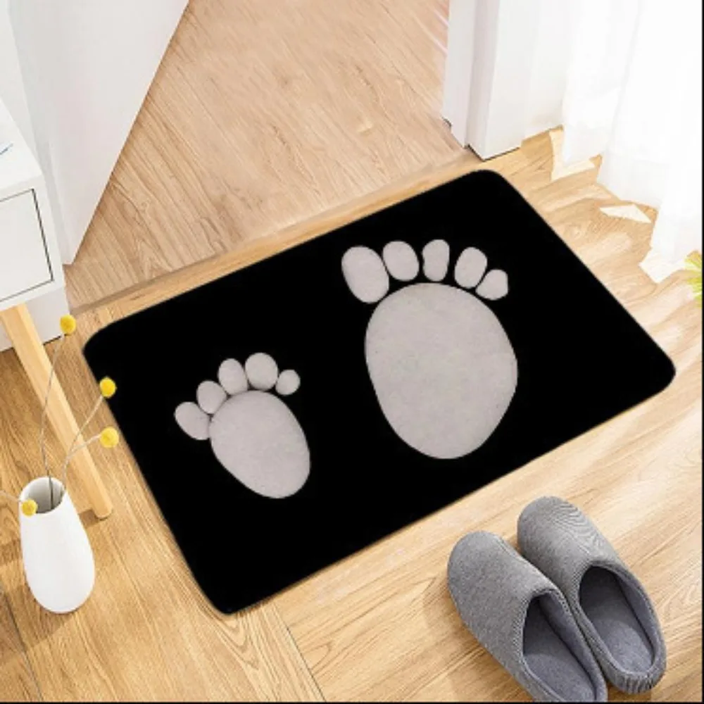 2D Pebble Stone Pattern Doormat Non-Slip Entry Floor Mat Cute Footprint Home Decor Rug for Bathroom Welcome Carpet for Entryway