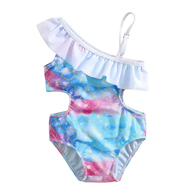 

Mermaid Swimsuit Baby Girl One Piece Ruffles Bikini Swimwear Bathing Suit for Little Girl Swim Jumpsuit 1 2 3 4 5Year Beachwear