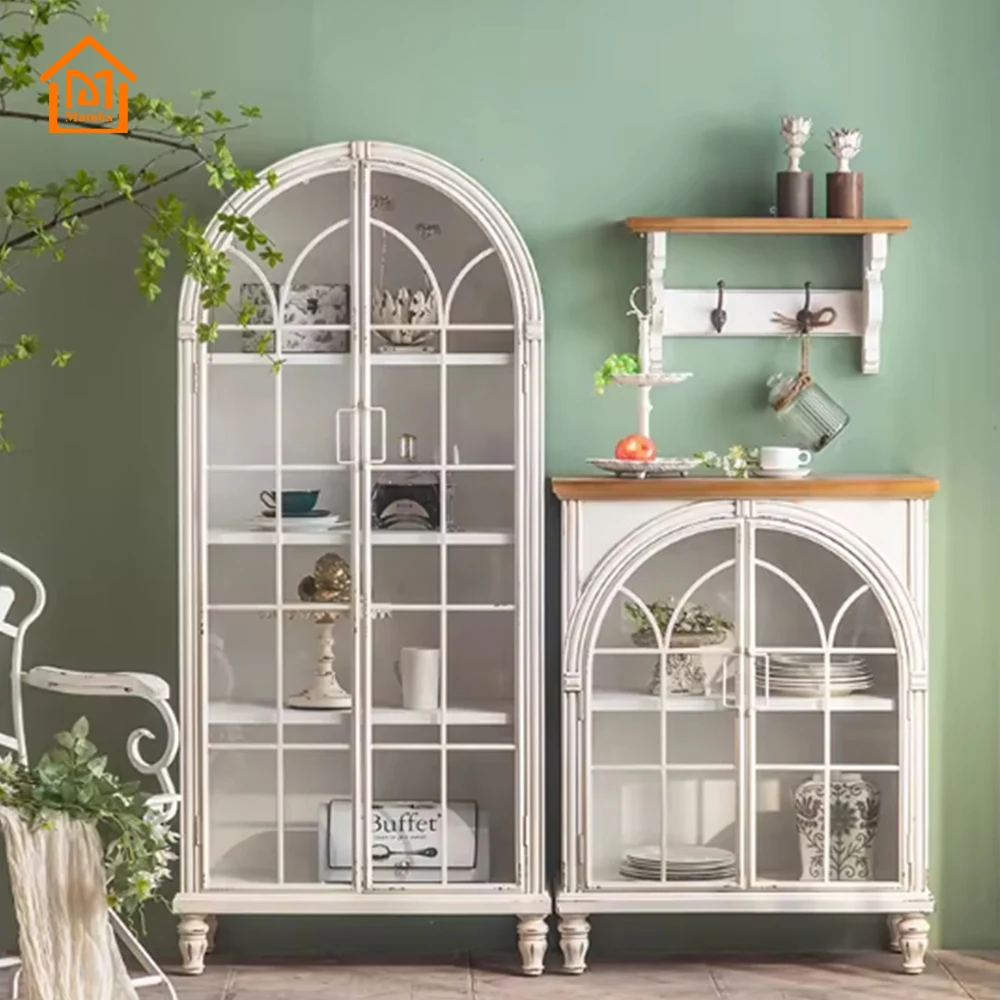 

Современный европейский винтажный кухонный ретро-белый деревянный шкаф для хранения, витрина, подставка для столовой, мебель для гостиной