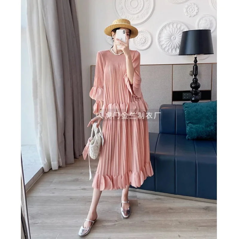 Pleats Original Skirt Suit Loose Reduction Meat Covering Large Size Temperament Fashion Half-body Skirt Large Size Two-piece Set