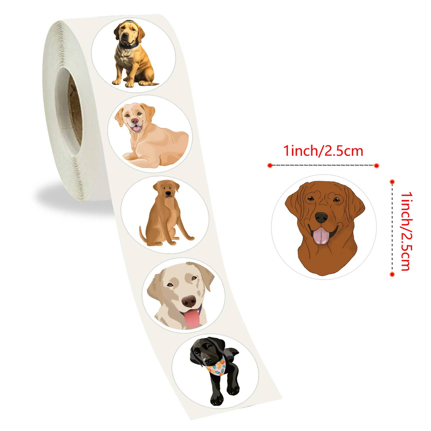 100-500pcs 1inch Animal Dog Stickers Roll for Envelope Praise Reward Student Label Stationery Seal Lable Child Toy Gift