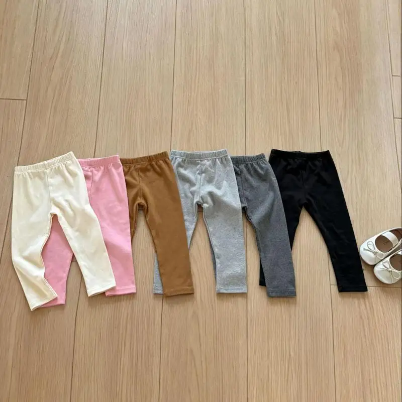 2026 Autumn New Baby Cotton Leggings Infant Casual Pants Solid Girls Versatile Elastic Leggings Toddler Trousers