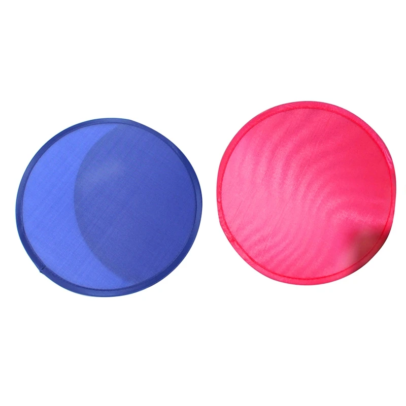 

LUDA 2Pcs Foldable Round Fan-Red & Blue