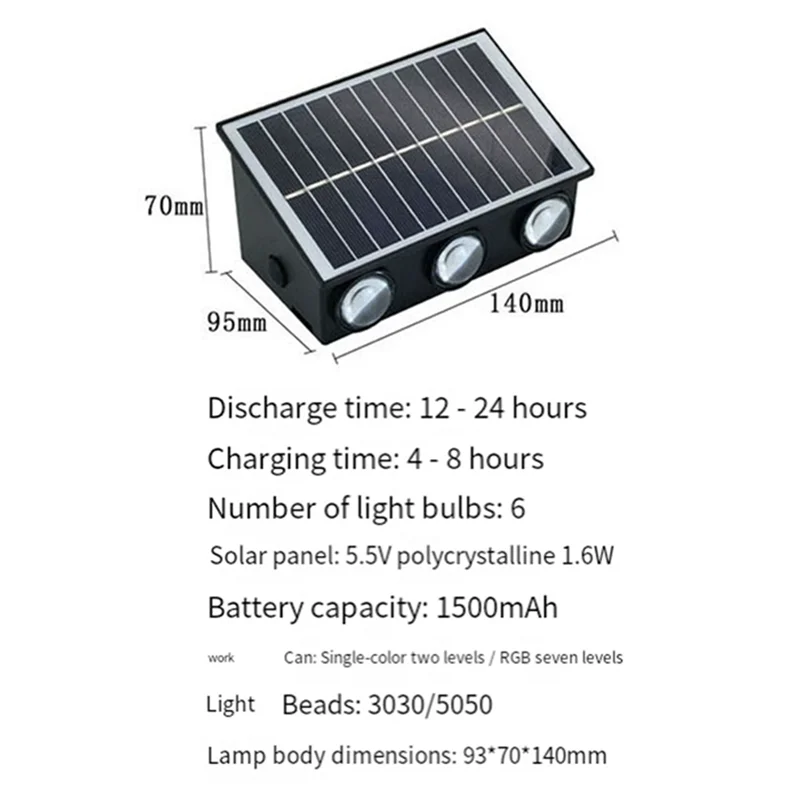 A76X-Luci solari per esterni Lampade da parete solari su e giù Luci esterne solari impermeabili