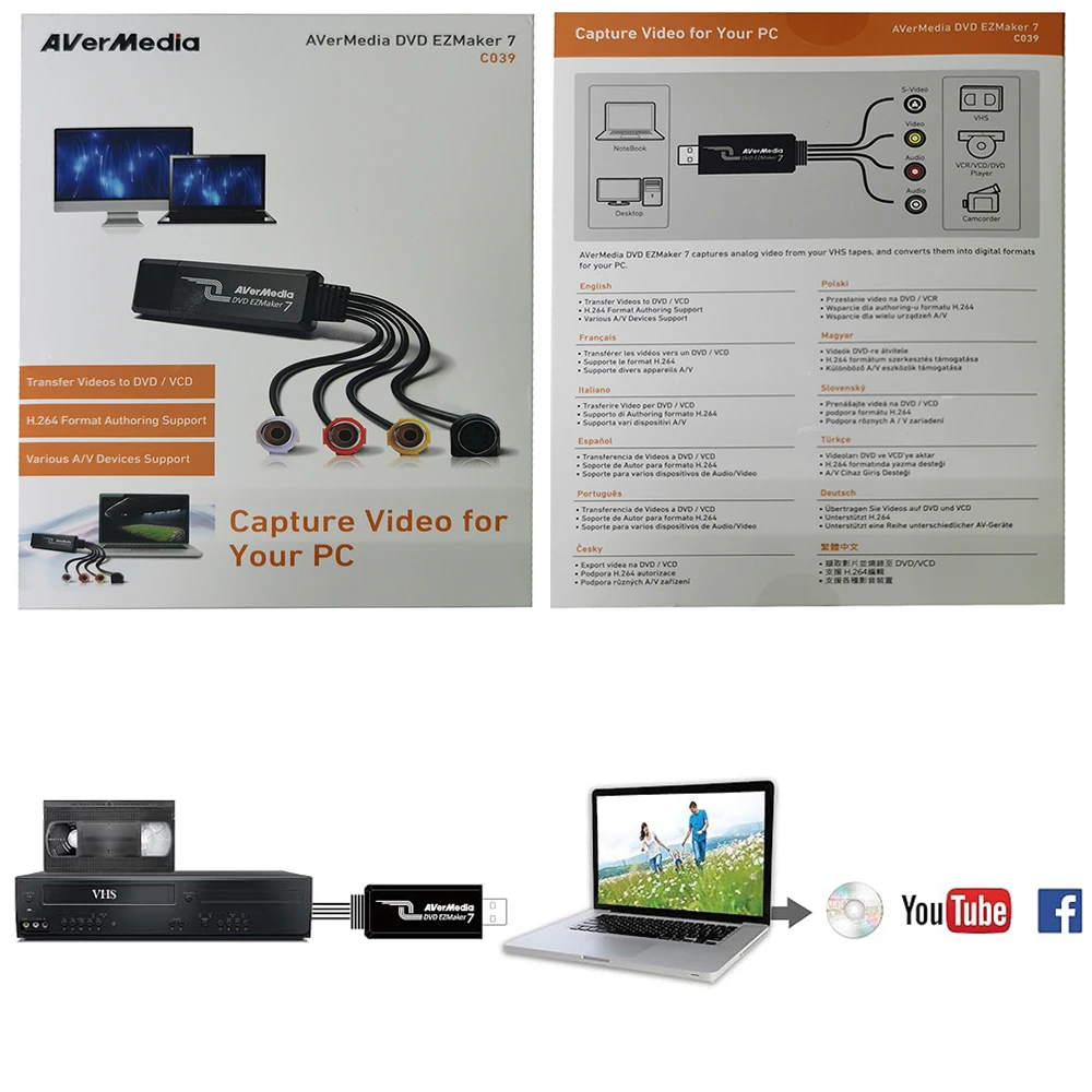 Per AVerMedia C039 Scheda di acquisizione video DVD VCD EZMaker Scheda di acquisizione USB con SDK per il secondo sviluppo AV SD Grabber Multimedia