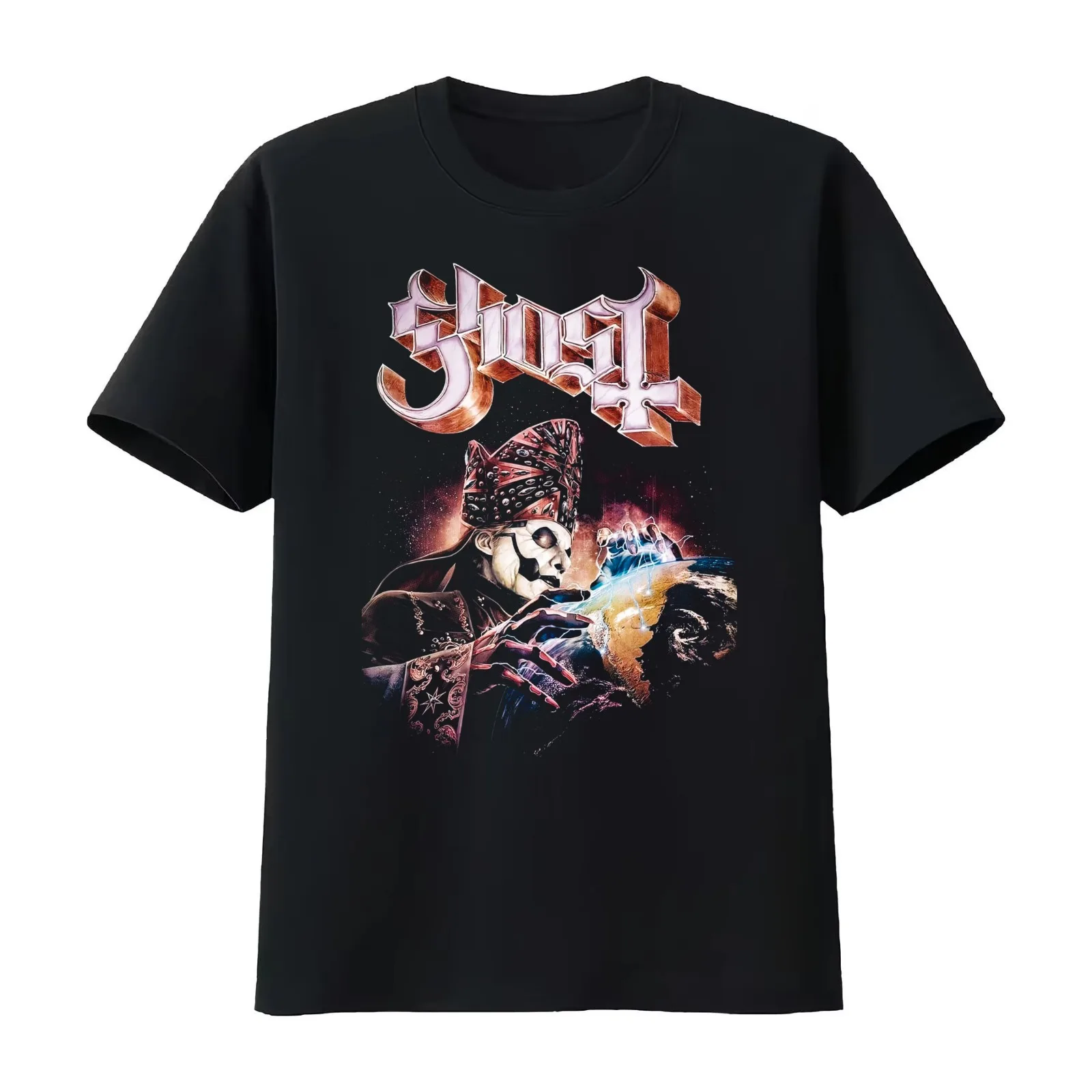 Ghost Band World Domination T-Shirt Summer Casual Cotton Tee Oversized Streetwear Tops Vintage Graphic Print 100% Cotton