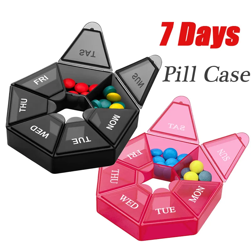 

Pill Case Plastic One Week 7 Days Tablet Candy Box Portable Storage Tablet Holder Travel Organizer Pill Dispenser Container