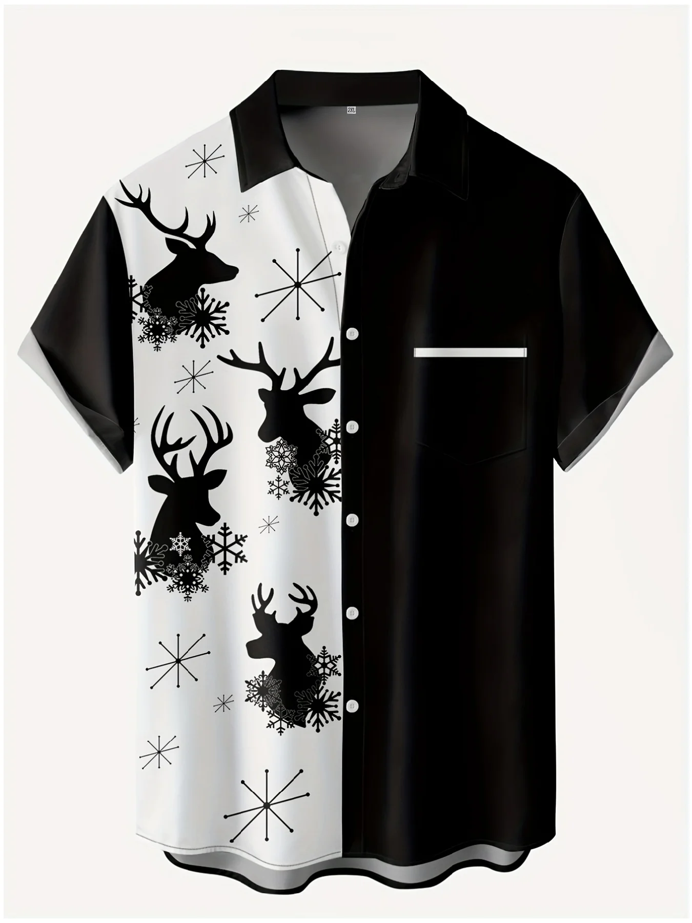 Vintage Men's Shirt Elk Head Santa Claus 3D Print Men's Clothing Summer Casual Hawaii Beach Hawaiian Harajuku Holiday Shirts Top