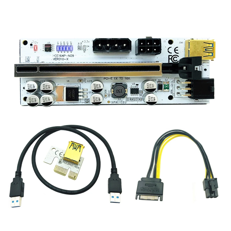 Elevador de 6 piezas para tarjeta de vídeo, extensor PCIE, PCI Express X16, Cable USB 3,0, tarjeta PCI-E, GPU, minería, 010 VER010-X