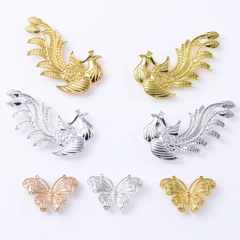 Accesorios para el cabello antiguos Hanfu, horquillas, accesorios hechos a mano DIY de mariposa, simétricos izquierdo y derecho, con anillos en la parte posterior