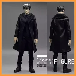 1/6 Scale Trendy Handsome Black Cotton Jacket Leather Jacket Long Sleeved Top Long Pants Fit 12 inch Action Figure Model Toys