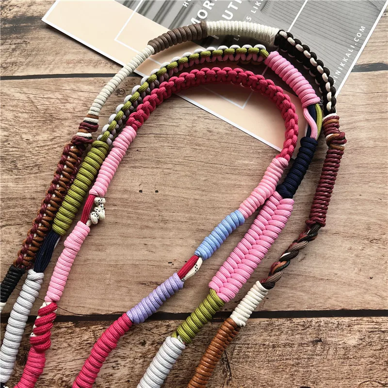 Phone Cord Shoulder Strap Contrasting Colors Bag for Mobile Lanyard Cell Phone for Longchamp Mini Bag Modified Braid Strap