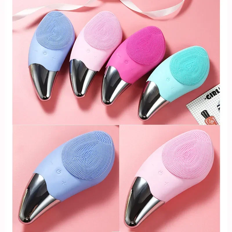 Rechargeable Ultrasonic Mini Electric Face Cleanser Soft Waterproof Silicone Brush Facial Massage Tool for Deep Pore Cleaning