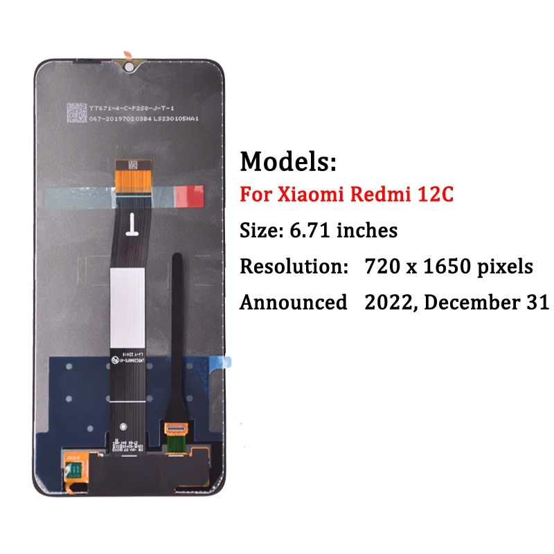 6.71 inches For Xiaomi Redmi 12C LCD Display With Touch Screen Digitizer Replacement Phone Parts Assembly