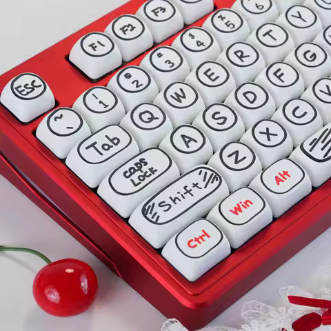 Black Line Hand-Drawn Keycaps MOA Profile 127 Keys PBT Custom Keycap Set for MX Switches Mechanical Keyboard 60% 65% 75% TKL 96%