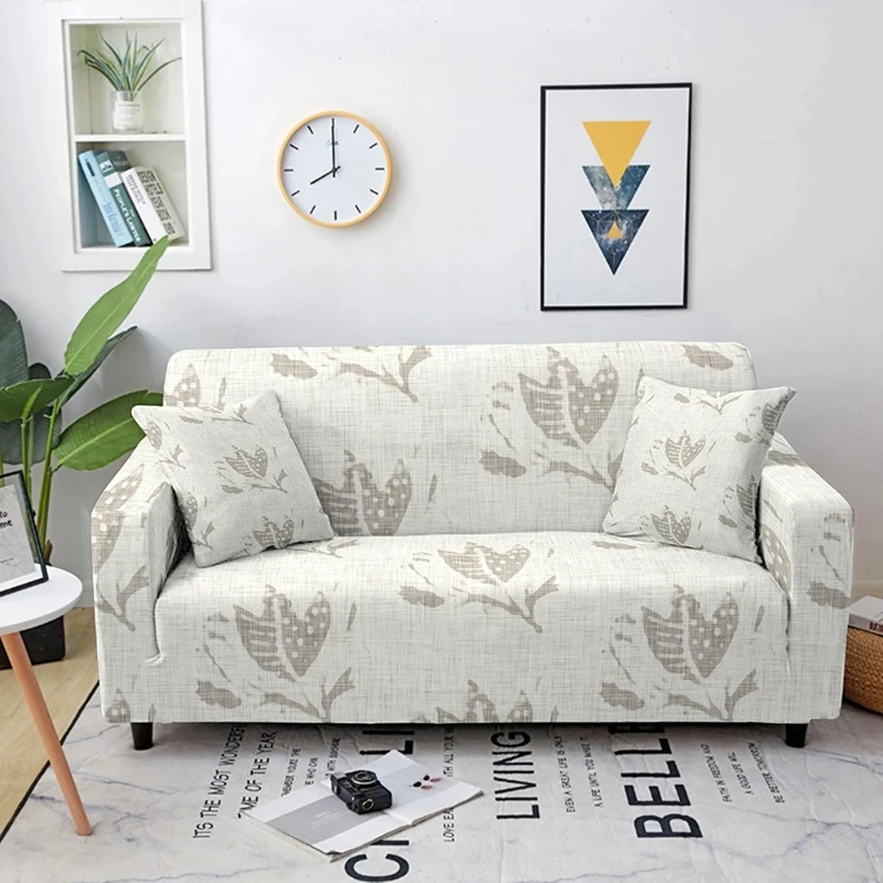 Creative Flower Pattern Printed Sofa Cover Elastic Dustproof and Wrinkle Resistant Universal Decoration for Multi-person Sofa