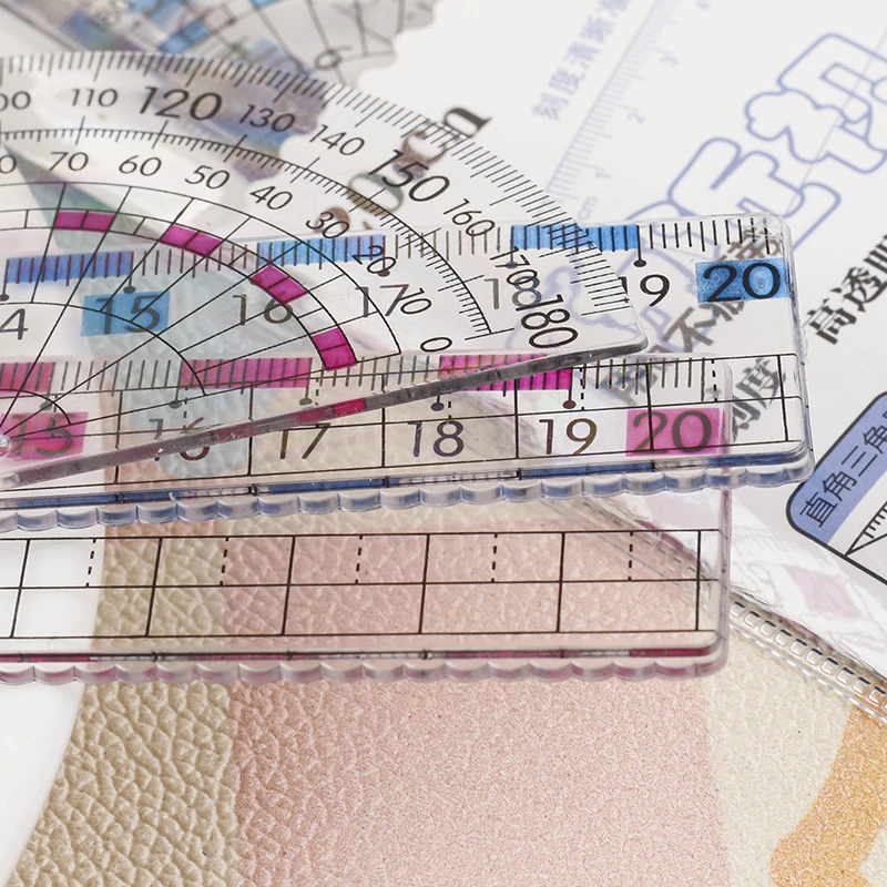 1Set Simple High Quality Ruler Transparent Drawing Tools Office School Supplies Student Stationery Creative Plastic Ruler Set