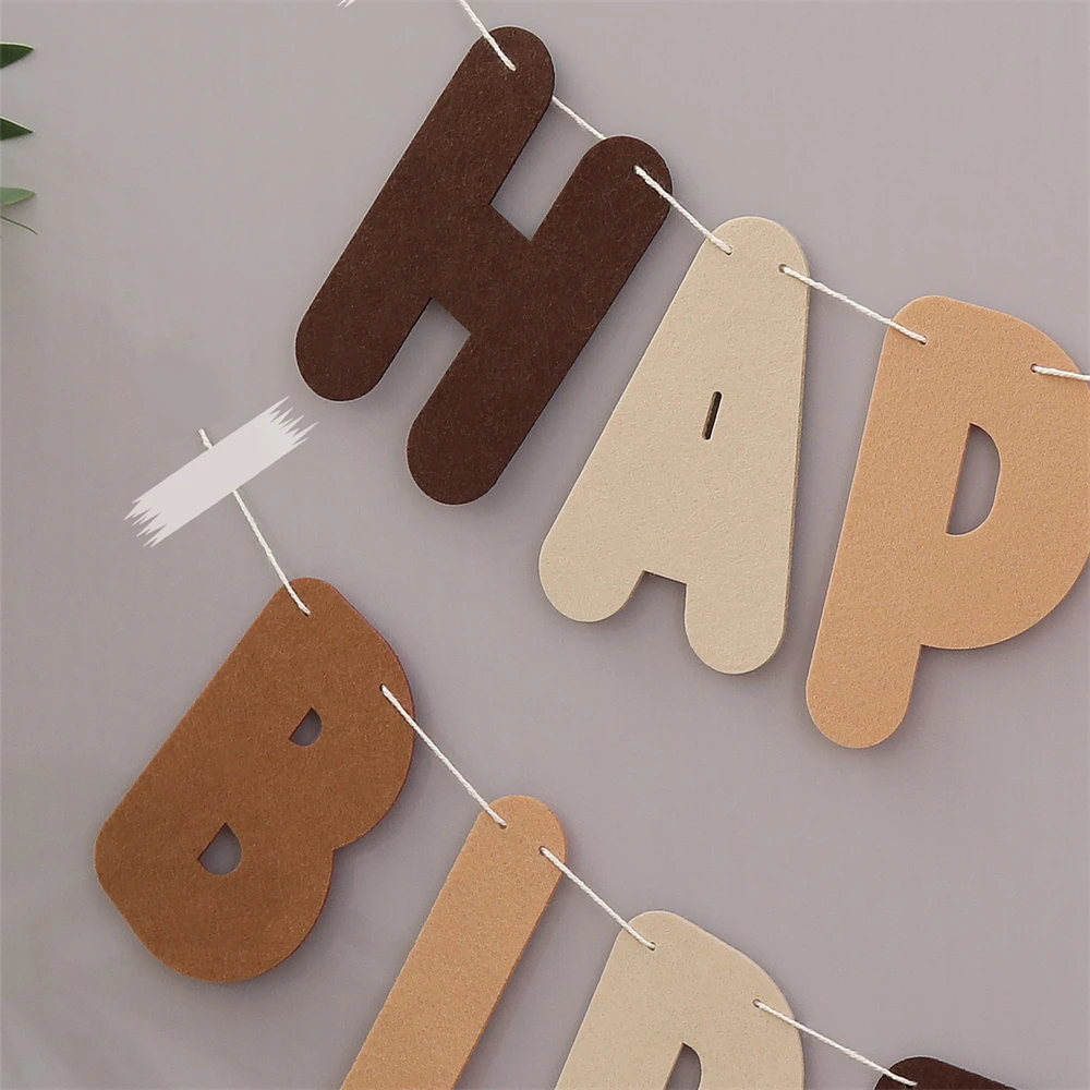 1 Set Of Brown Bear Birthday Banner Party Decoration Supplies Non-woven Holiday Letter Banner Baby Shower Party Banner For Boys