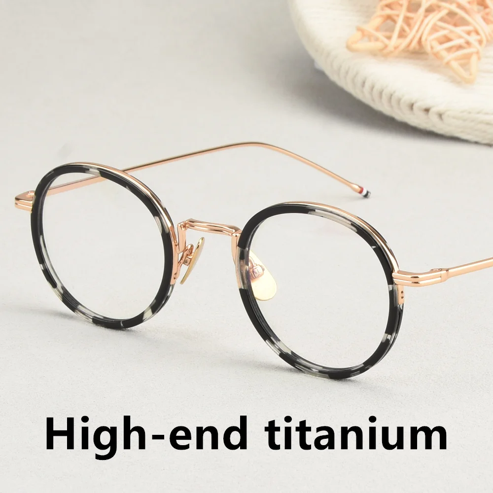 

New York TBX906 Retro Round Spectacle Frame Super Light Pure Air Titanium Eyeglass Frames Fashion Women's Men's Glasses Frames