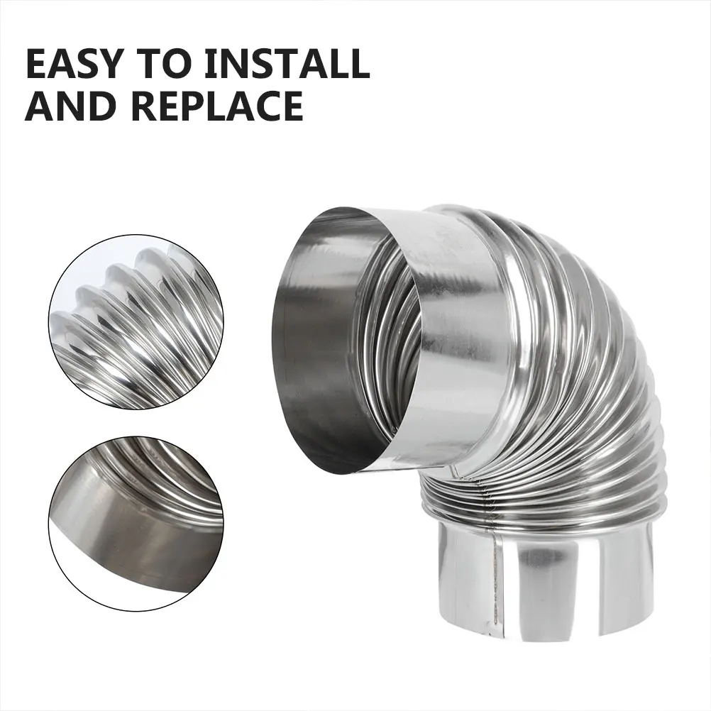 

Stove Chimney Pipe Stainless Steel Hose Adapter Elbow Flexible Galvanized Liner