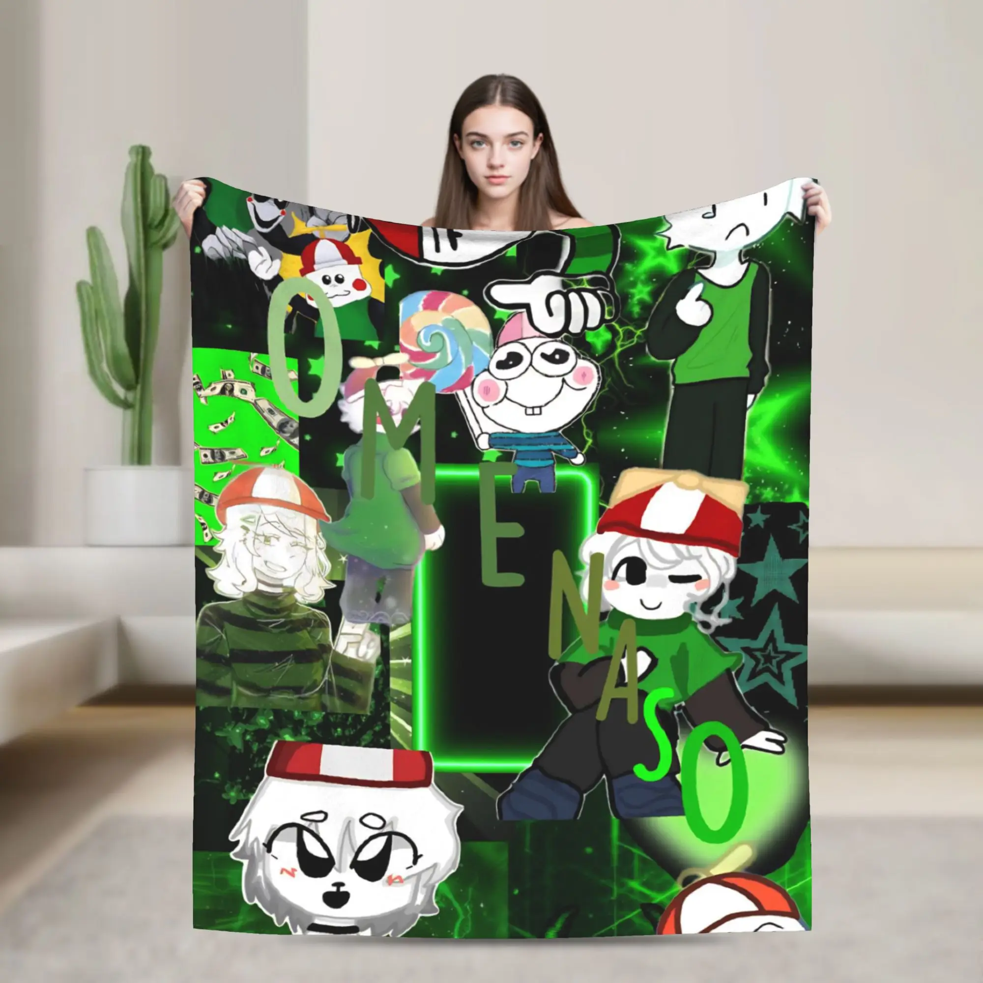 Super Soft Omenaso Cartoon Meme Throw Blanket Premium Flannel Fleece Lightweight Bed Blanket Fuzzy Plush Blankets All Season Use