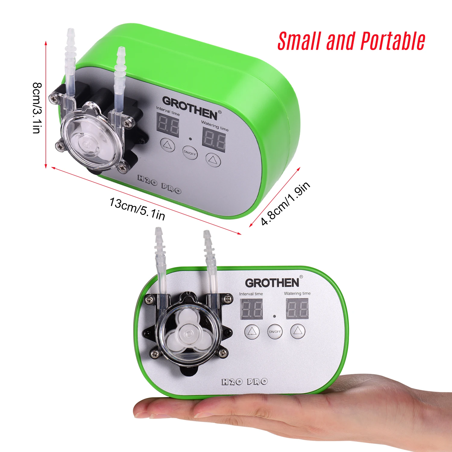 GROTHEN Timed Dosing Peristaltic Pump Metering Pump Smart Watering Device Amount Timing Control with 5 Meter Hose 160ml/min