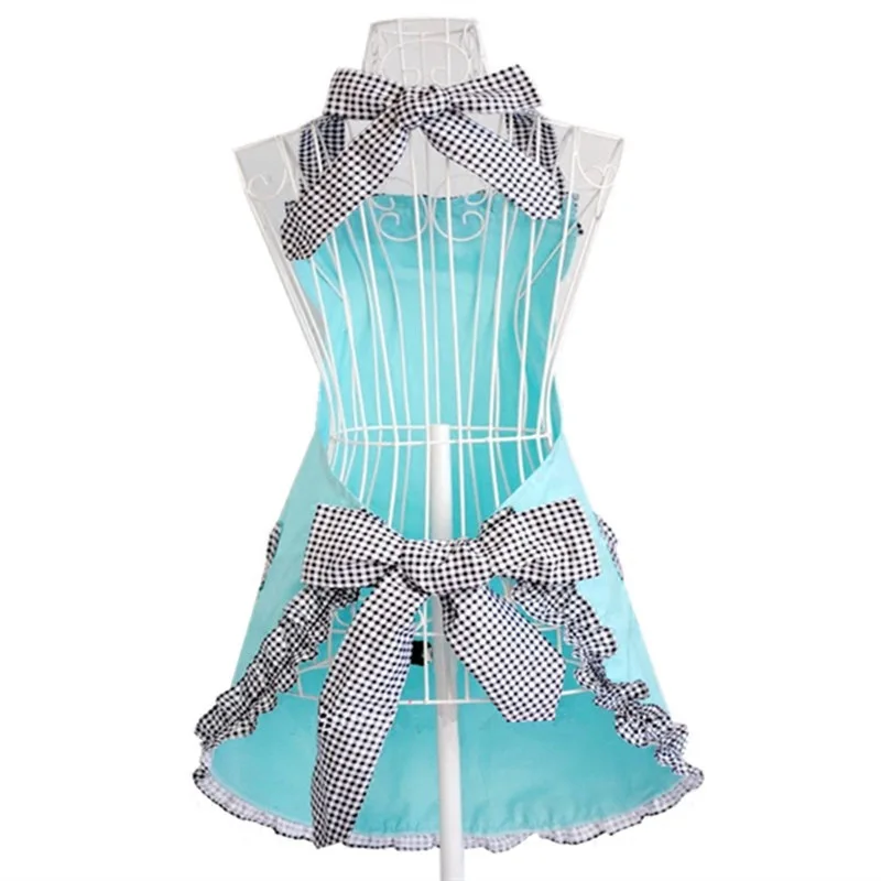 Cute Princess Cotton Blue Kitchen Nail Tea Shop Apron Cleaning Work Dress Apron