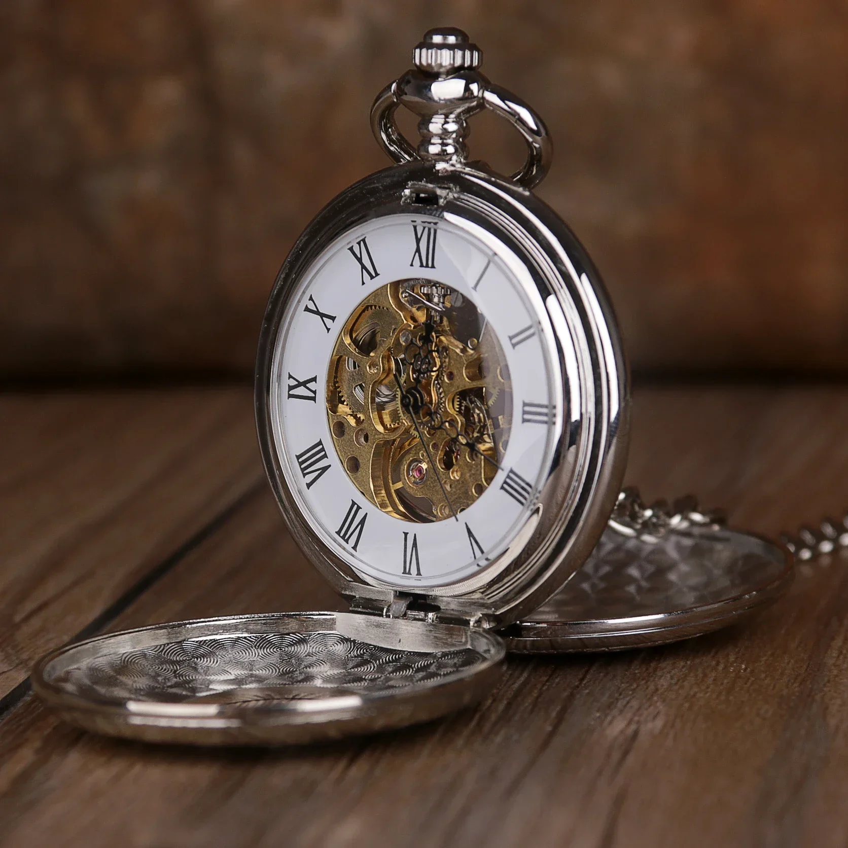 

Нежный винтажный ручной брелок-часы с подвеской, ювелирные изделия, подарки, двойной открытый корпус, серебряные механические карманные часы relojes de bolsillo