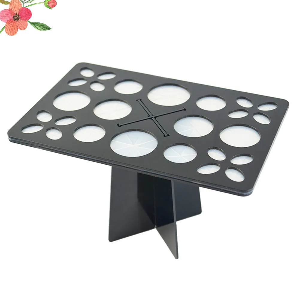 Air Drying Makeup Brush Organizer Foldable Drying Rack Shelf Collapsible Inclinable Tower Saving Black