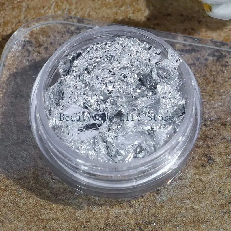 652C Gold Silver Irregular Aluminum Foil Paper Art Sticker 3D Glitter DIY Manicure UV Gel Polish Decoration Tools