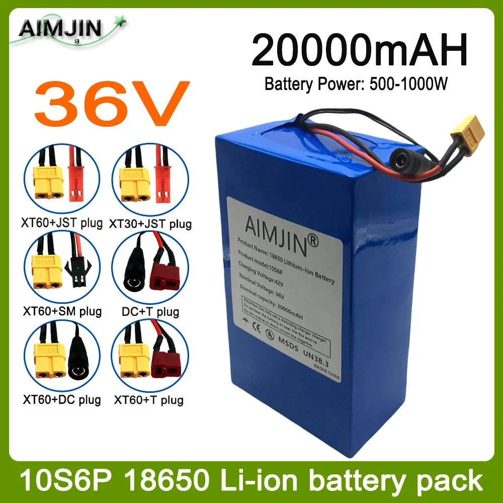 36V 20AH 10S6P brand new original 500-1000W li-ion battery, For most vehicles, supports customization of different plugs