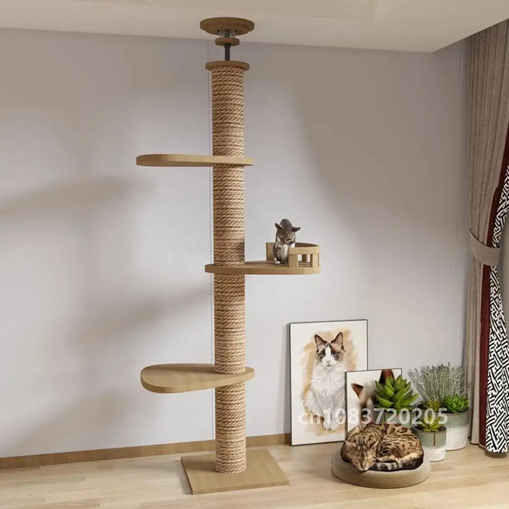 Supplies Wooden Cats Tree House Cat Toys Kitten Climbing Scratching Tower Multifunction Pet Furniture Cat Climbing Frame