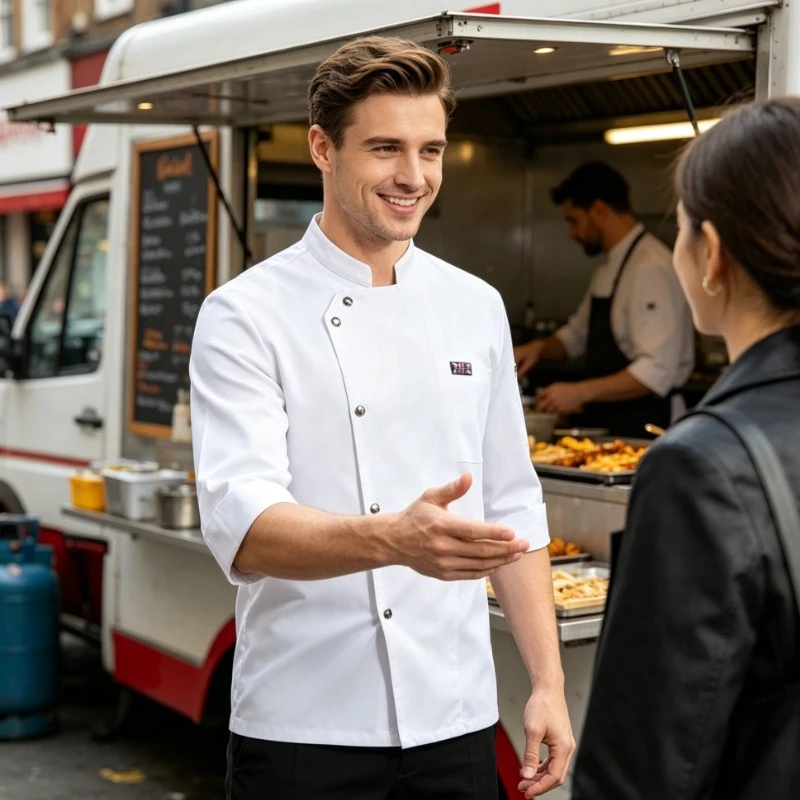

Seven Quarter Sleeve Chef's Clothing for Star Rated Hotels, Pastry Chef's Work Clothes, Bread Baker's Special Kitchen Workwear