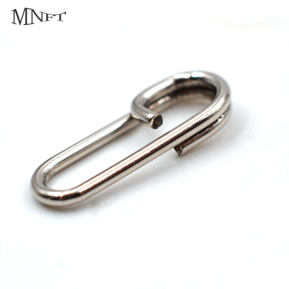 MNFT 50Pcs Sea Fishing Stainless Steel Bent Head Oval Split Rings & Fast Snap Clips Fishing Lure Leaders Connector Accessories