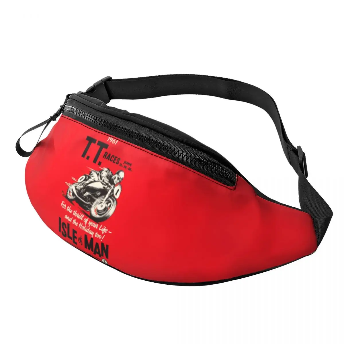 Retro Isle Of Man TT Race Fanny Pack Women Men Custom Motobike Sport Crossbody Waist Bag for Cycling Camping Phone Money Pouch