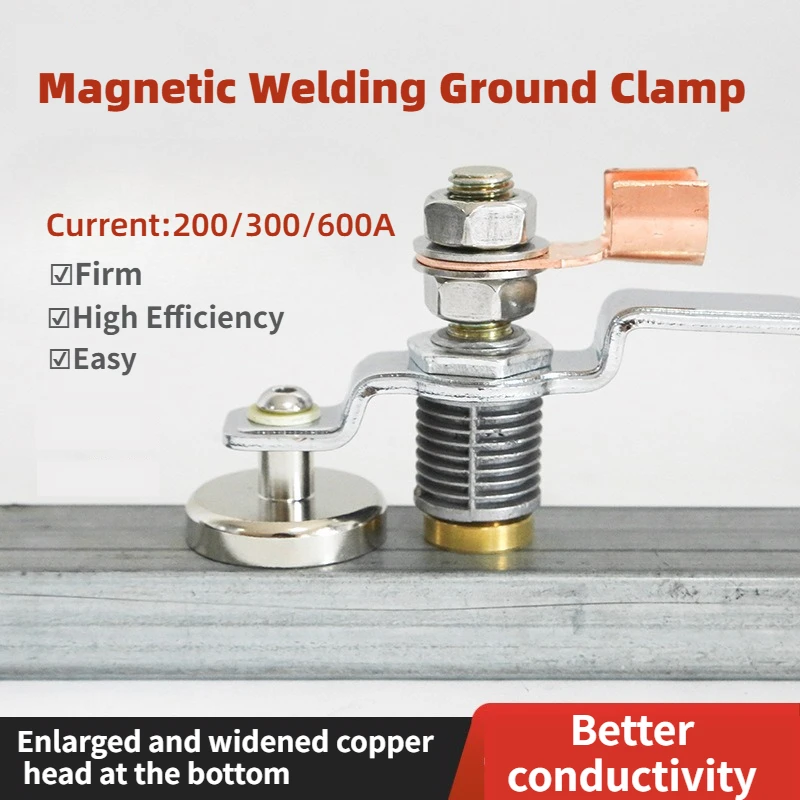 1PC Magnetic Welding Ground Clamp Rare Earth Magnet Welding Holder 200/300/600A